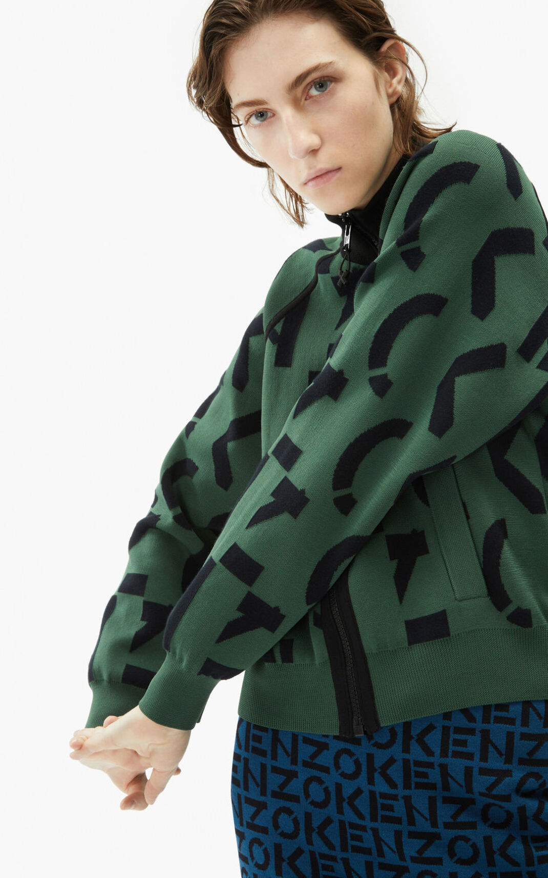 Kenzo monogram Chaquetas Deportivas Mujer Verde Oscuro | 6028719-TX